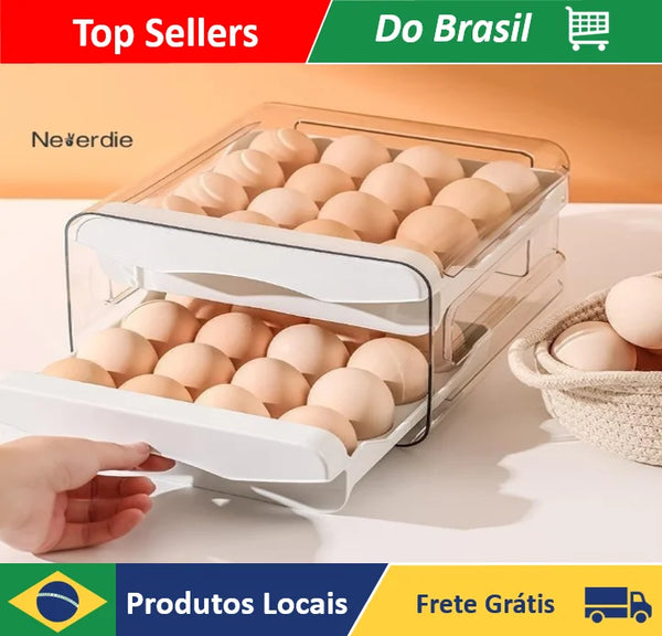 Caixa de Armazenamento de Ovos de Cozinha de Duas Camadas