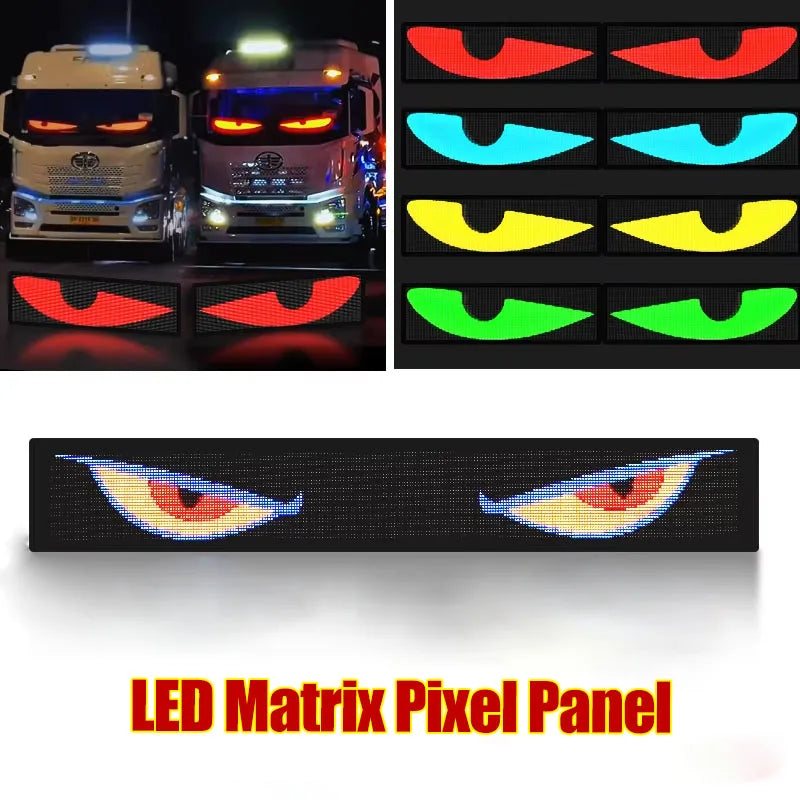 Painel LED RGB para Carro - Matriz de Animação LED Programável Tela Flexível | Controle via App Bluetooth | Luz Personalizável para DIY